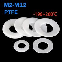 PTFE Gasket Flat Washer M2 M2.5 M3 M4 M5 M6 M8~M12 High Temperature Resistance Spacer White Sealing Gasket for Water Pipe Joint M3x8x0.5mm-100PCS