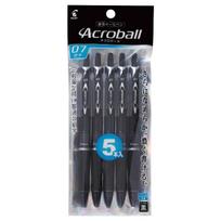 Pilot Acroball Black Ballpoint Pen PBAB75F5BB 0.7mm Oil-Based (5 pens) juoda