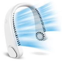 Pakabinamas kaklo ventiliatorius nešiojamas tingus be lapų pakabinamas kaklo ventiliatorius aušinamas nutildytas lauko sporto nešiojamas USB šalta balta spalva