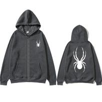 White Spider Women Zip Hoodie Pocket Long Sleeve Oversize White Spider Printing Women Sweatshirt Autumn Winter Loose Zip Hoodies Letter styles Hooded S