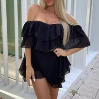Vasaros moteriškos suknelės su vienu pečiu, be rankovių, seksualios mini suknelės L juoda