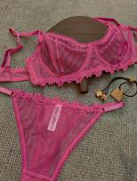 Sexy lingerie women's French ultra-thin embroidered lace bra big chest small anti-sagging underwear S rožinė raudona spalva