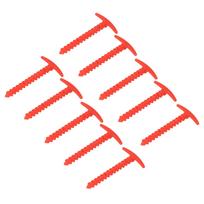 10Pcs Tent Stakes Plastic 5.7in T Shape Spiral Ground Stake Anchors Pegs for Tarps Canopy Camping Hiking raudona