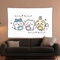 Hachiware Kawaii UsaGi Cute Chiikawa Cartoon Y2k Tapestry Room Decoration Home Decor Bedroom Wall Hanging Fabric 29x37in