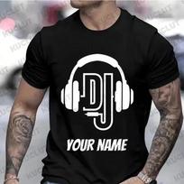 Asmeniško vardo DJ marškinėliai Pritaikyto vardo logotipo marškinėliai DJ drabužiams Pritaikyta asmeniška dovana vyrams Muzikinė dovana DJ pasidaryk pats marškinėliai#Spalva(1) S juoda
