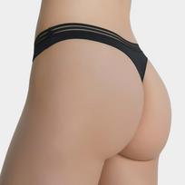 High-cut thong with transparent waistband and invisible briefs Sexy plus-size underwear for women S