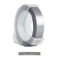 Reljefinė juosta 3D plastikinė reljefinė etikečių juosta papildymas DYMO 12965 1610 etikečių spausdintuvui, 3/8 colio * 9,8 pėdos, 10 ritinėlių sidabras