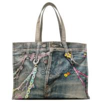 Acne Studios Large Pattern Printed Hook Closure Fabric Tote Bag Shopping Bag Shoulder Bag Unisex tote bags Indigo C10238 Basic Set (Bag)