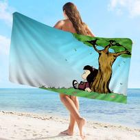 M-Mafalda Girl Microfiber Blanket Quick Drying Beach Towels Oversized Printing Super Absorbent Pool Towel Blanket W30*H60(CM) blue