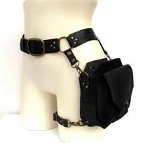 Viduramžiškas juosmens diržas Drop Leg Bag Steampunk juosmens krepšys Šlaunies krepšys Odinis juosmens krepšys Motociklo juosmens diržas Drop Leg krepšiai juoda