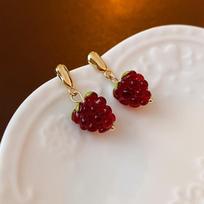 Fashion Sweet Simulation Red Resin Raspberry Fruit Strawberry Tassels Pendant Dangle Earrings for Women Zircon Accessories Gift