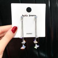 New Fashion Women Crystal Butterfly Drop Earrings Female Elegant Long Tassel Dangle Earrings 2020 Statement Party Zircon Gift varis