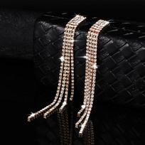 Luxury Crystal Rhinestone Long Drop Dangle Tassel Earrings For Women Wedding Party Gift 2022 Fahsion Zircon Gold Copper Color auksas