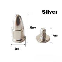 7/8/9/15mm  Silver Bullet Spikes Rivets for Clothes Punk Rock Thorns Screw Spikes Leather Craft Jacket Accessary with Screws