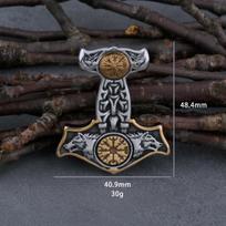Stainless Steel Viking Thor's Hammer Necklace Norse Compass Wolf Head Rune Pendant Necklace Mens Biker Vintage Jewelry Gift