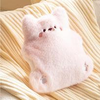 Portable Cartoon Hot Water Bottle PVC Cover Hand Warmer Detachable Hand Foot Warmer Belly Warmer rožinė