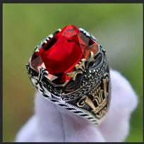 Retro rankų darbo turkiški žiedai vyrams Senovinio sidabro spalvos raižyti žiedai Mystic Circon Inlay Naujas Punk Motor Biker Ring 6 raudona