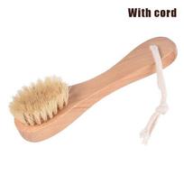 Wooden Face Brush Exfoliating Cleansing Skin Brush Tool with Handle for Facial Care