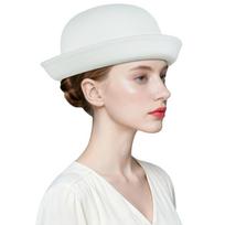 Round Crown Girls Wool Felt Hat Vintage Floppy Hat Trendy Derby Hat  Formal Occasions balta