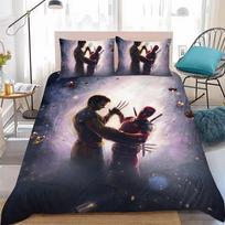 D-Deadpool & Wolverine Duvet Cover Set Home Style Bedding Soft Laundry Cotton Bed 3 Piece Set Student Dormitory Gift 135x200cm
