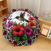Hummingbird Among Blooms Printed umbrella windproof folding umbrella portable sun and rain umbrella suitable for gifting
