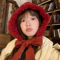 Cute Fox Ear Design Plush Plush Hat for Children's Autumn and Winter New Warm Lei Feng Hat Korean Ear Protection Hat Shows Small Face 56-58cm