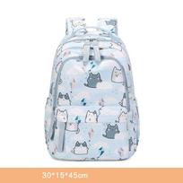 Animacinių kačių rašto mokyklinė kuprinė jaunesnių klasių moksleiviams, moteriška didelės talpos preppy stiliaus kuprinė One Size