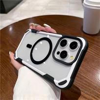 Prabangus Magsafe magnetinis kvadratinis silikoninis rėmelis telefono dėklas iPhone 15 Pro Max, skirtas iPhone 11 12 13 14Plus, Samsung S24 Ultra, skaidrus apsauginis dangtelis Samsung S24 Plus juoda