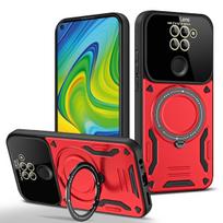Dėklas Xiaomi Redmi Note 9 su Magsafe, stoveliu ir magnetiniu žiedu, apsauginis dėklas Redmi Note9, su atlenkiama kojele For RM Note 9 raudona