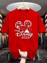 MINISO 2025 Disneyland Šeimos Mikės Pūkuotuko Serijos Marškinėliai Oversize Vyriški Laisvalaikio Medvilniniai Moteriški Poros Viršus T-shirt Unisex Trumpomis Rankovėmis S