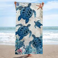 Turtle Pattern Extra Large Microfiber Beach Mat, Super Absorbent for Travel Swimming Pool Diving W30*H60(CM)