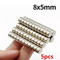 8x5mm Super stiprus neodimio magnetas N35 NdFeB nuolatinis magnetinis imanes apvalus galingi magnetai šaldytuvo magnetas