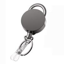 Biuro reikmenys Dirželis Klipas Ištraukiamas raktų pakabukas Raktų žiedas Klipai Ženkliuko ritinėlio klipas Ženkliuko laikiklio klipas juoda