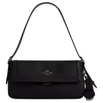 Coach Etta 25 Silver Logo Pebble Leather Shoulder Bag Women Shoulder Bag Black CCV64-QBBK Basic Set (Bag+Dust Bag)