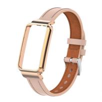 Genuine leather replacement strap for Xiaomi Mi Band 7 Pro, with metal frame