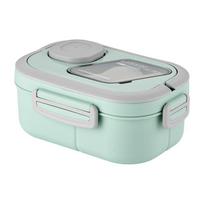 Convenient Insulated Lunch Box, European Oval Sealed Fresh-keeping Lunch Box, Double-layer Household Adult Bento Box žalia