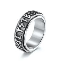 Vintage Odin Norse Viking Rune Rings For Men Women Viking Stainless Steel Spinner Fidgets Ring Retro Rock Party Zircon Gift 7