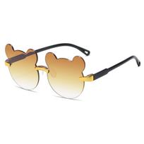 Oculos Boys Girls Fashion Glasses Children's Sunglasses Cute Baby Anti-ultraviolet Bear Ears Cartoon Shape Rimless Frame Glasses gelsvai ruda
