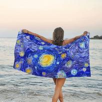 Large Microfiber Beach Towel - Starry Sky Print,Absorbent,Sandproof,Perfect for Swimming,Camping,Travel,and Summer Beach Parties W40*H60(CM)