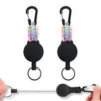 Retractable Keychain with Up to Metal Hanging Name for and Outdoor Activities Colors Multiple [DMEEK] 2-Pack Carabiner, Multifunctional, Sturdy, 60cm,