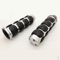 2x Universal Motorcycle Aluminum Hand Grips for 1  Handlebar End Chrome 114C