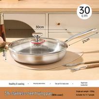 Yingtang 30cm Uncoated Stainless Steel Frying Pan dangtelio spalva nenurodyta