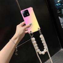 Pearl Bracelet Chain Case for Xiaomi MI 13T Crossbody Necklace Lanyard Case For Xiaomi 13 Ultra Pro Permatomas gradientas Sileicon Telefonas Galinis dangtelis For xiaomi 13 Ultra