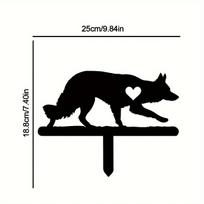 Vilko Šuns Sodo Kuolas Geležies Meno Siluetas Metalinis Kiemo Ženklas Kūrybinga Lauko Kiemo ir Sodo Dekoracija šviesiai pilka spalva