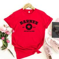 Vintažiniai Žaibų T-shirt Bucky Barnes marškinėliai Žiemos kareivio marškinėliai Vintažiniai filmo marškinėliai Unisex trumparankoviai viršutiniai drabužiai Gerbėjų dovana S raudona