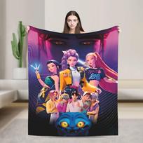 K-Pop Demono Medžiotojai Super Šilta Antklodė Kelionėms Lėktuvu Pliušiniai Lovos Patalynės Užtiesalai Purūs Ant Sofos Kėdės Flanelinė Lovatiesė Sofos Lovo Dangalas 76x102cm juoda