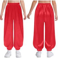 Vaikų Kung Fu Uniforma Kovos Menų Apranga Berniukams Mergaitėms Tai Chi Wing Chun Rinkinys Elastingas Juosmuo Vienspalvės Sportinės Kelnės 5-6 Years raudona