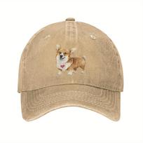 Corgi Dog Print Baseball Cap Adult Polyester Casual Adjustable Sun Protection Dad Hat One Size