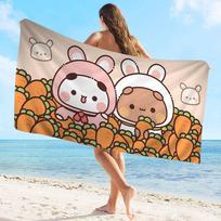 Bubu And Dudu Cute Cartoon Microfiber Printed Beach Towel Mountain Climbing Yoga Beach Swimming Running Absorbent Soft Towel W40*H60(CM)