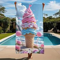 Dreamy Ice Cream Hut Microfiber Towel, Quick-Dry Super Soft Highly Absorbent for Pool Travel W40*H60(CM)